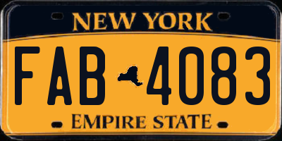 NY license plate FAB4083