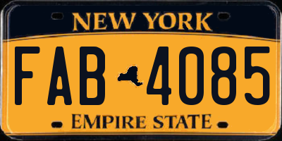 NY license plate FAB4085