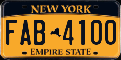 NY license plate FAB4100