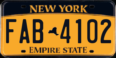NY license plate FAB4102