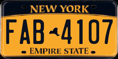 NY license plate FAB4107