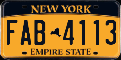 NY license plate FAB4113