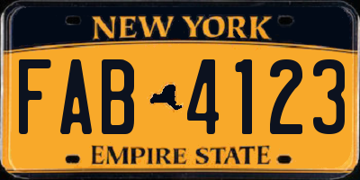 NY license plate FAB4123