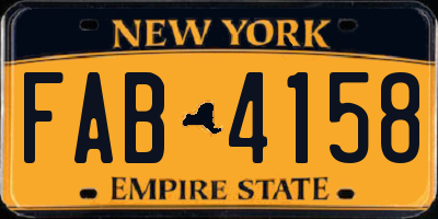 NY license plate FAB4158