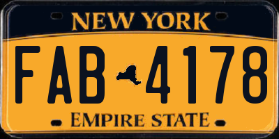NY license plate FAB4178