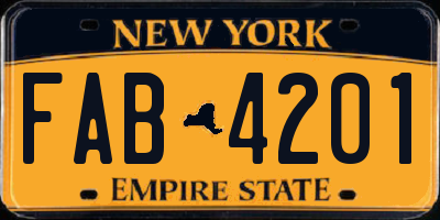 NY license plate FAB4201