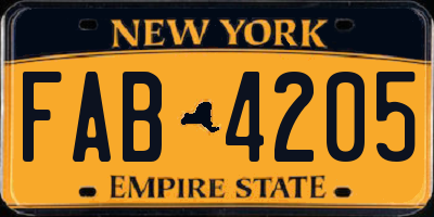 NY license plate FAB4205