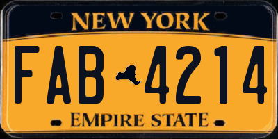 NY license plate FAB4214