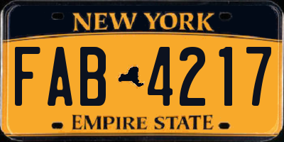 NY license plate FAB4217