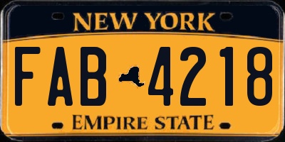 NY license plate FAB4218