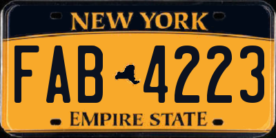 NY license plate FAB4223