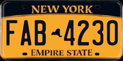 NY license plate FAB4230