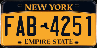 NY license plate FAB4251