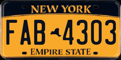 NY license plate FAB4303