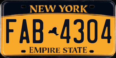 NY license plate FAB4304