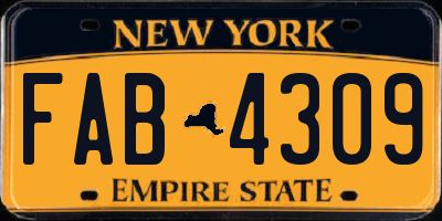 NY license plate FAB4309
