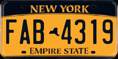 NY license plate FAB4319