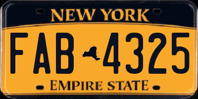 NY license plate FAB4325