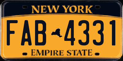 NY license plate FAB4331