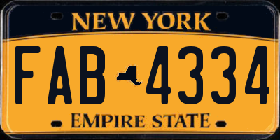 NY license plate FAB4334