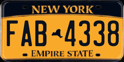 NY license plate FAB4338