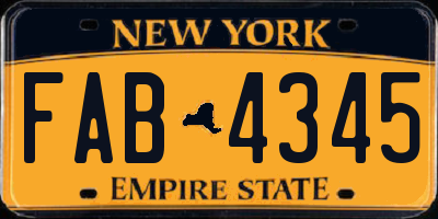 NY license plate FAB4345