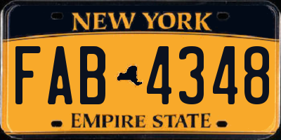 NY license plate FAB4348
