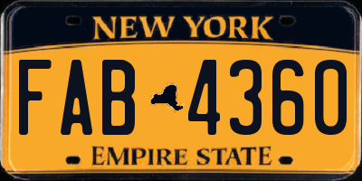 NY license plate FAB4360
