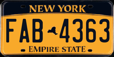 NY license plate FAB4363