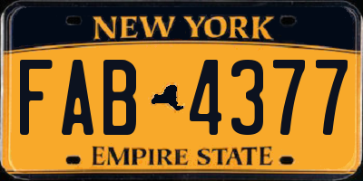 NY license plate FAB4377