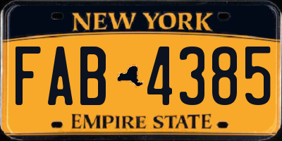 NY license plate FAB4385