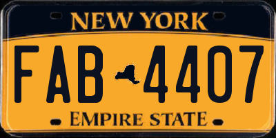 NY license plate FAB4407