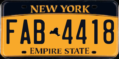 NY license plate FAB4418