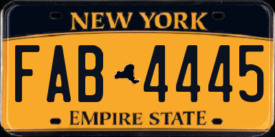 NY license plate FAB4445