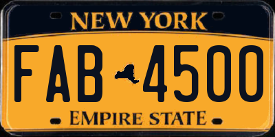 NY license plate FAB4500