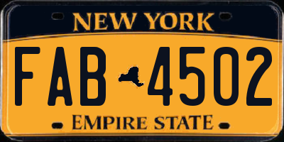 NY license plate FAB4502