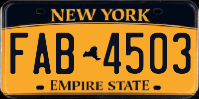 NY license plate FAB4503