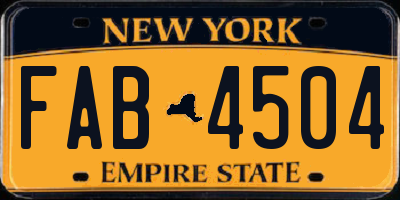 NY license plate FAB4504