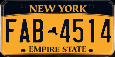 NY license plate FAB4514