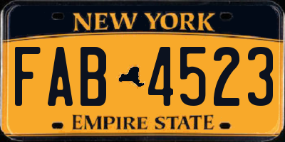 NY license plate FAB4523