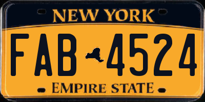 NY license plate FAB4524