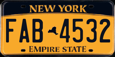 NY license plate FAB4532