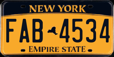 NY license plate FAB4534