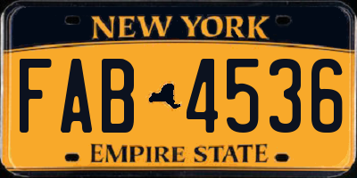 NY license plate FAB4536
