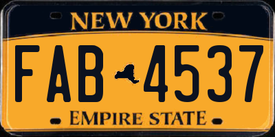 NY license plate FAB4537