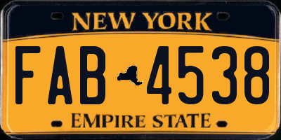 NY license plate FAB4538