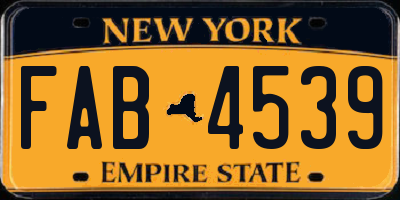 NY license plate FAB4539