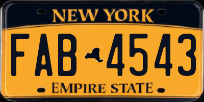 NY license plate FAB4543