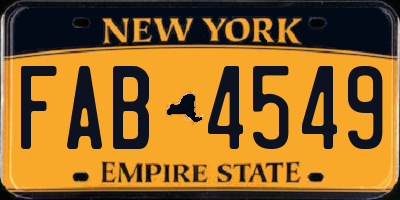 NY license plate FAB4549