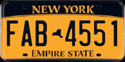 NY license plate FAB4551